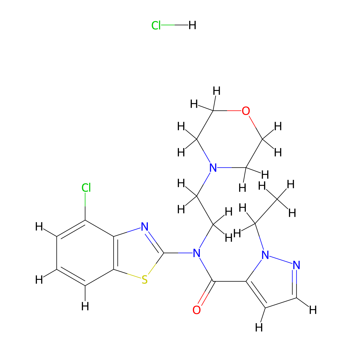 N-(4-chlorobenzo[d]thiazol-2-yl)-1-ethyl-N-(2-morpholinoethyl)-1H-pyrazole-5-carboxamide hydrochloride molecular structure, CAS 1189489-53-9