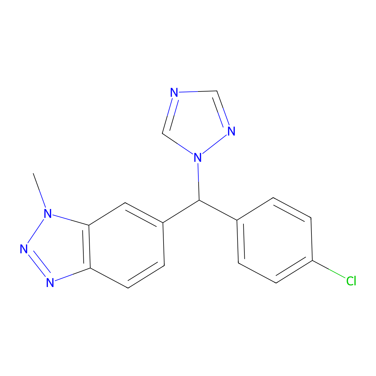 6-[(4-Chlorophenyl)-(1,2,4-triazol-1-yl)methyl]-1-methylbenzotriazole molecular structure, CAS 118949-22-7