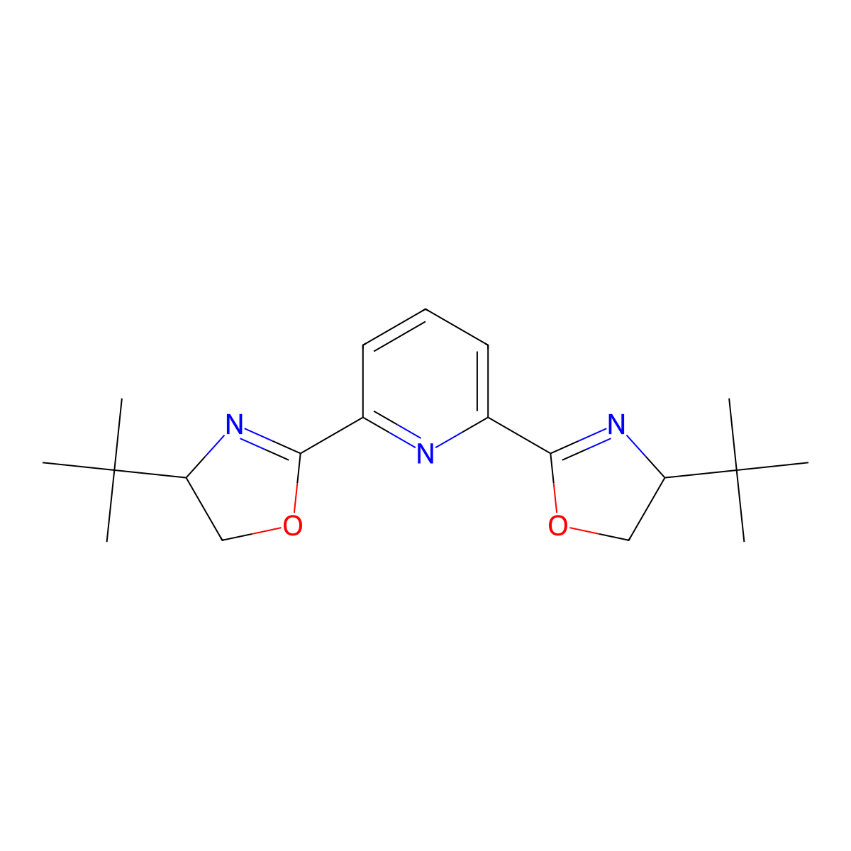 2,6-Bis(4S)(4-tert-butyl-4,5-dihydro-1,3-oxazol-2-yl)pyridine molecular structure, CAS 118949-63-6