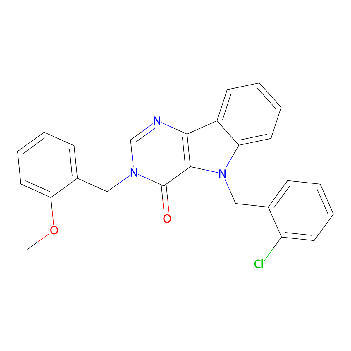 5-(2-chlorobenzyl)-3-(2-methoxybenzyl)-3H-pyrimido[5,4-b]indol-4(5H)-one molecular structure, CAS 1189490-41-2