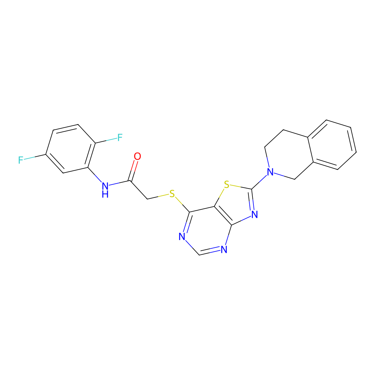 N-(2,5-difluorophenyl)-2-((2-(3,4-dihydroisoquinolin-2(1H)-yl)thiazolo[4,5-d]pyrimidin-7-yl)thio)acetamide molecular structure, CAS 1189490-82-1