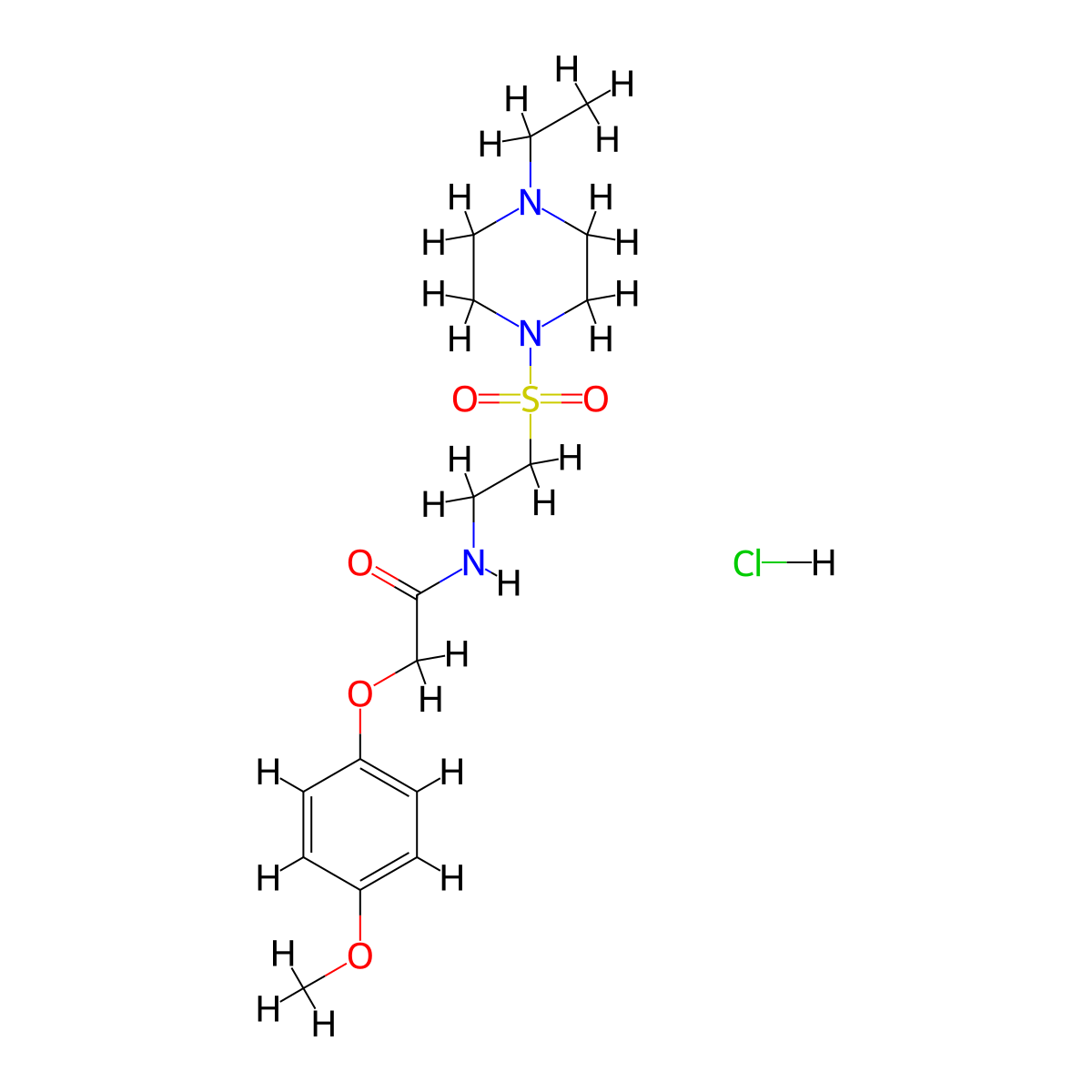 N-(2-((4-ethylpiperazin-1-yl)sulfonyl)ethyl)-2-(4-methoxyphenoxy)acetamide hydrochloride molecular structure, CAS 1189491-01-7