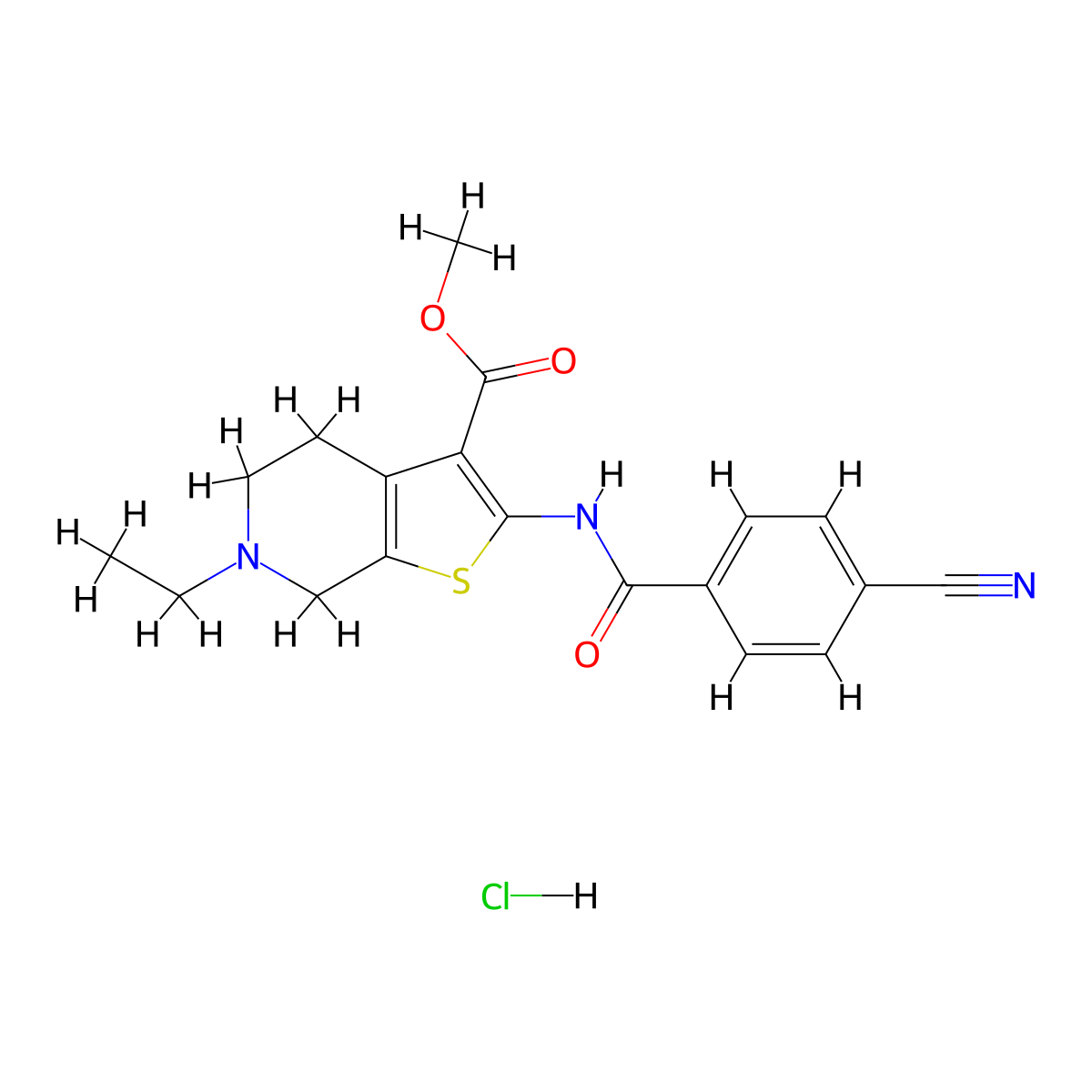 Methyl 2-(4-cyanobenzamido)-6-ethyl-4,5,6,7-tetrahydrothieno[2,3-c]pyridine-3-carboxylate hydrochloride molecular structure, CAS 1189491-34-6