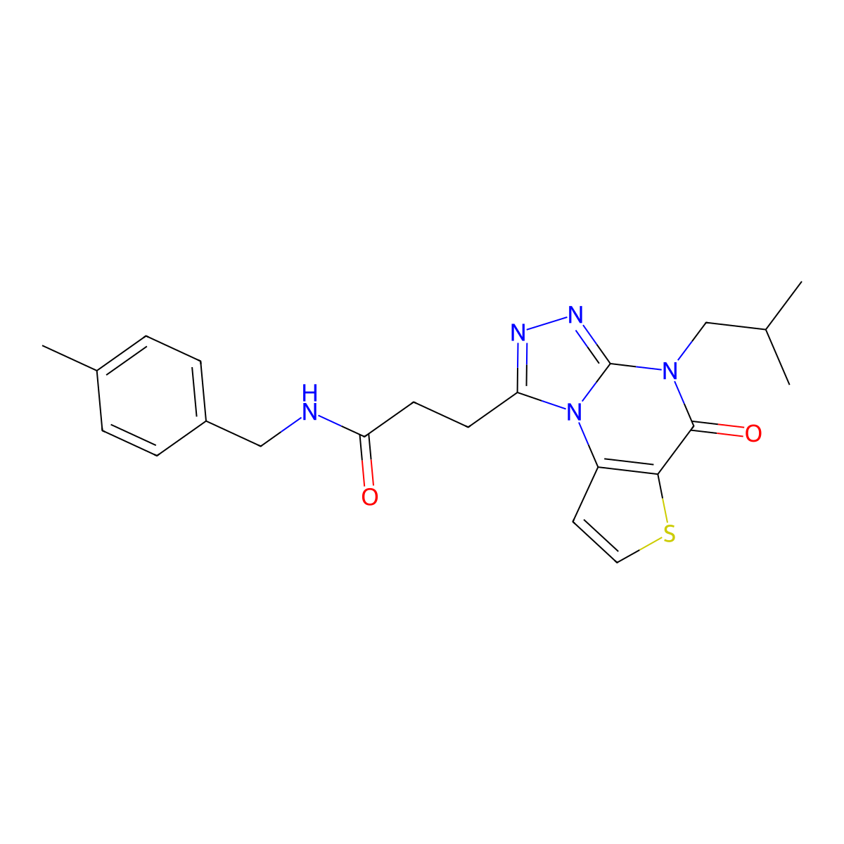 3-(4-isobutyl-5-oxo-4,5-dihydrothieno[2,3-e][1,2,4]triazolo[4,3-a]pyrimidin-1-yl)-N-(4-methylbenzyl)propanamide molecular structure, CAS 1189491-43-7