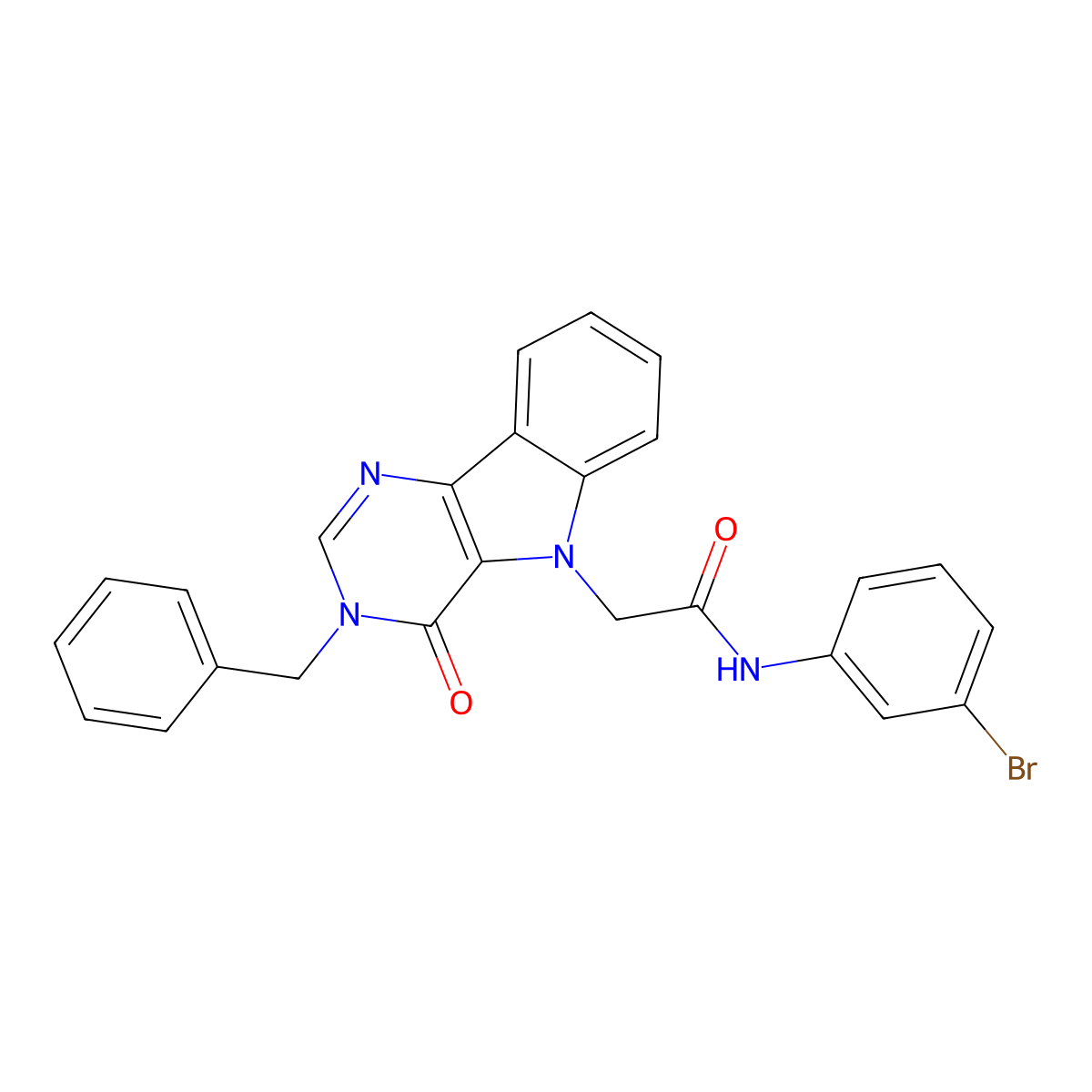 2-(3-benzyl-4-oxo-3H-pyrimido[5,4-b]indol-5(4H)-yl)-N-(3-bromophenyl)acetamide molecular structure, CAS 1189492-54-3
