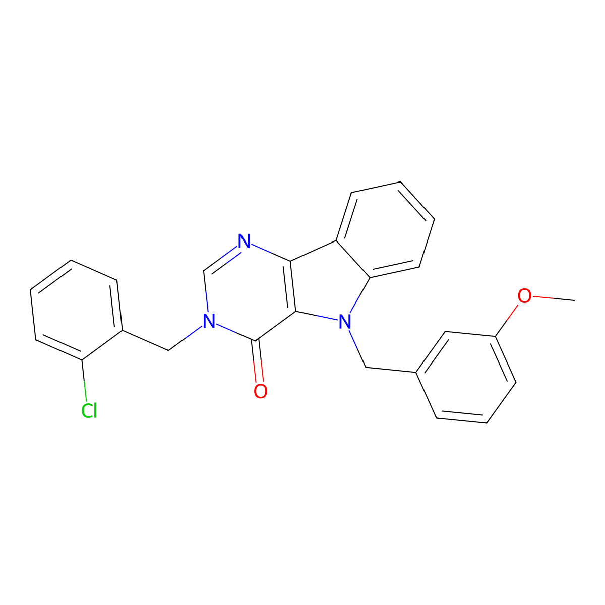 3-(2-chlorobenzyl)-5-(3-methoxybenzyl)-3H-pyrimido[5,4-b]indol-4(5H)-one molecular structure, CAS 1189493-03-5