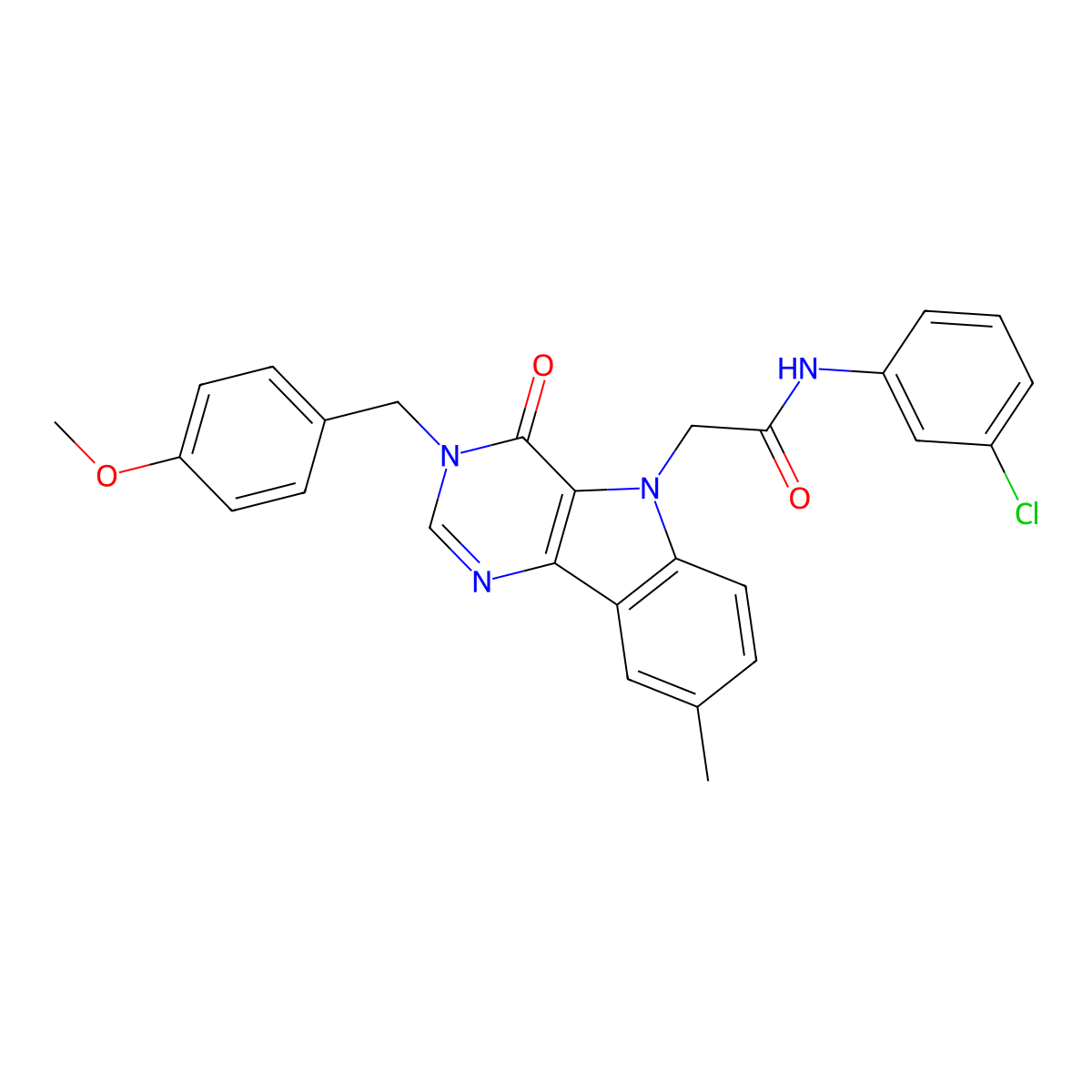 N-(3-chlorophenyl)-2-(3-(4-methoxybenzyl)-8-methyl-4-oxo-3H-pyrimido[5,4-b]indol-5(4H)-yl)acetamide molecular structure, CAS 1189493-22-8