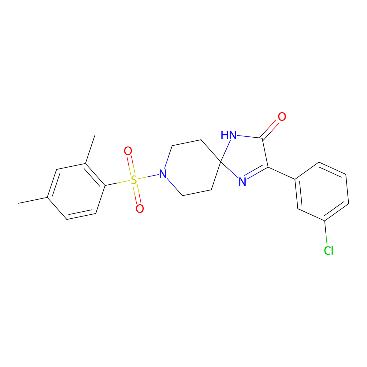 3-(3-Chlorophenyl)-8-((2,4-dimethylphenyl)sulfonyl)-1,4,8-triazaspiro[4.5]dec-3-en-2-one molecular structure, CAS 1189493-83-1