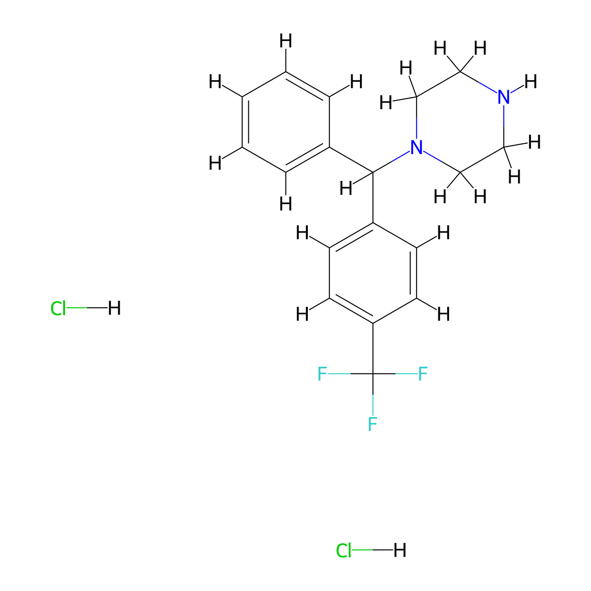 1-(Phenyl(4-(trifluoromethyl)phenyl)methyl)piperazine dihydrochloride molecular structure, CAS 1189493-88-6