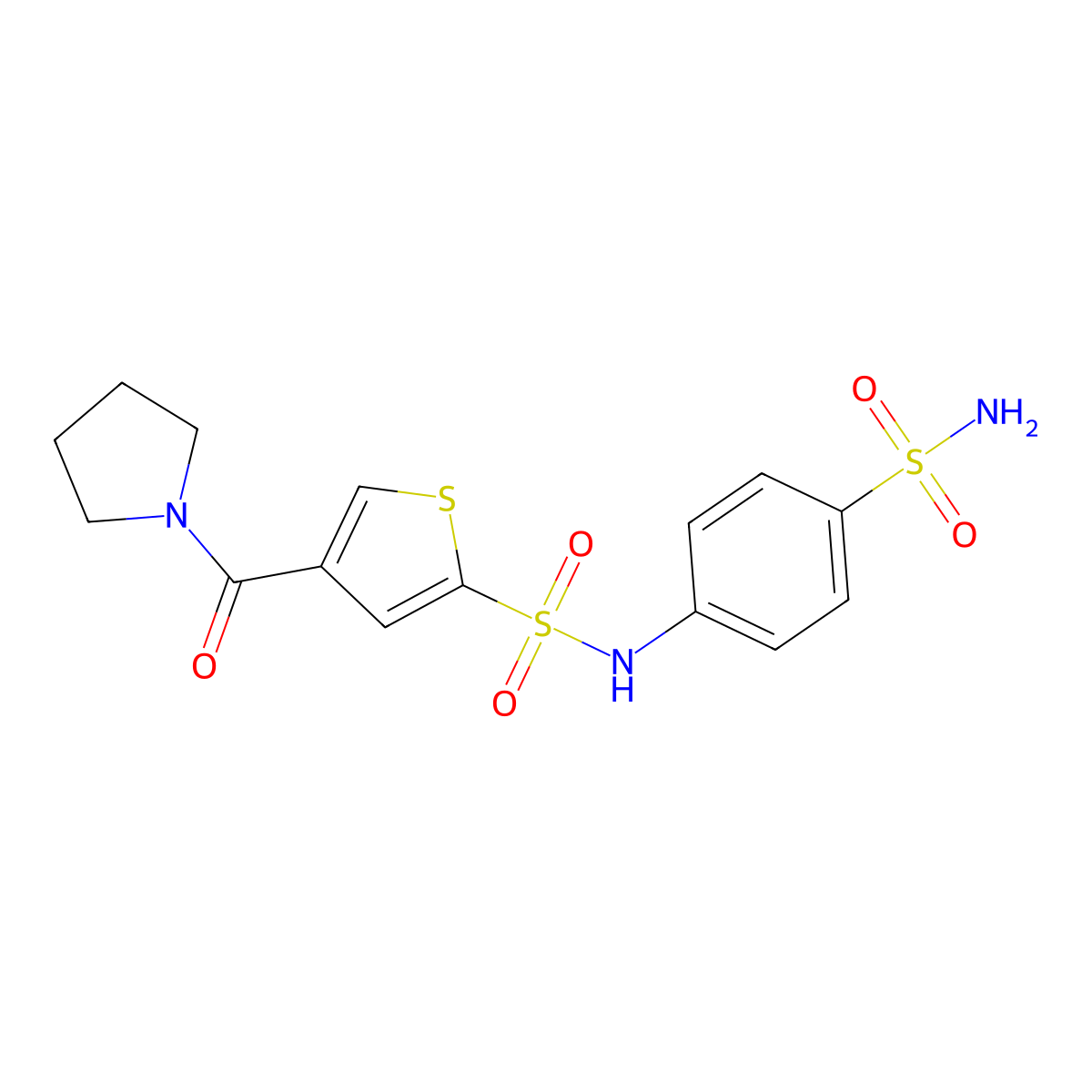 4-(pyrrolidine-1-carbonyl)-N-(4-sulfamoylphenyl)thiophene-2-sulfonamide molecular structure, CAS 1189493-89-7