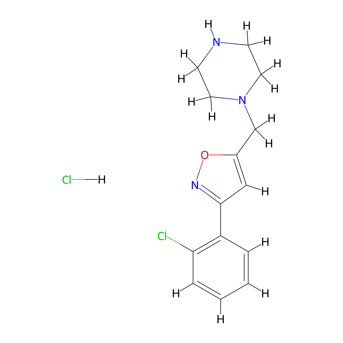 3-(2-Chlorophenyl)-5-(piperazin-1-ylmethyl)isoxazole hydrochloride molecular structure, CAS 1189495-61-1