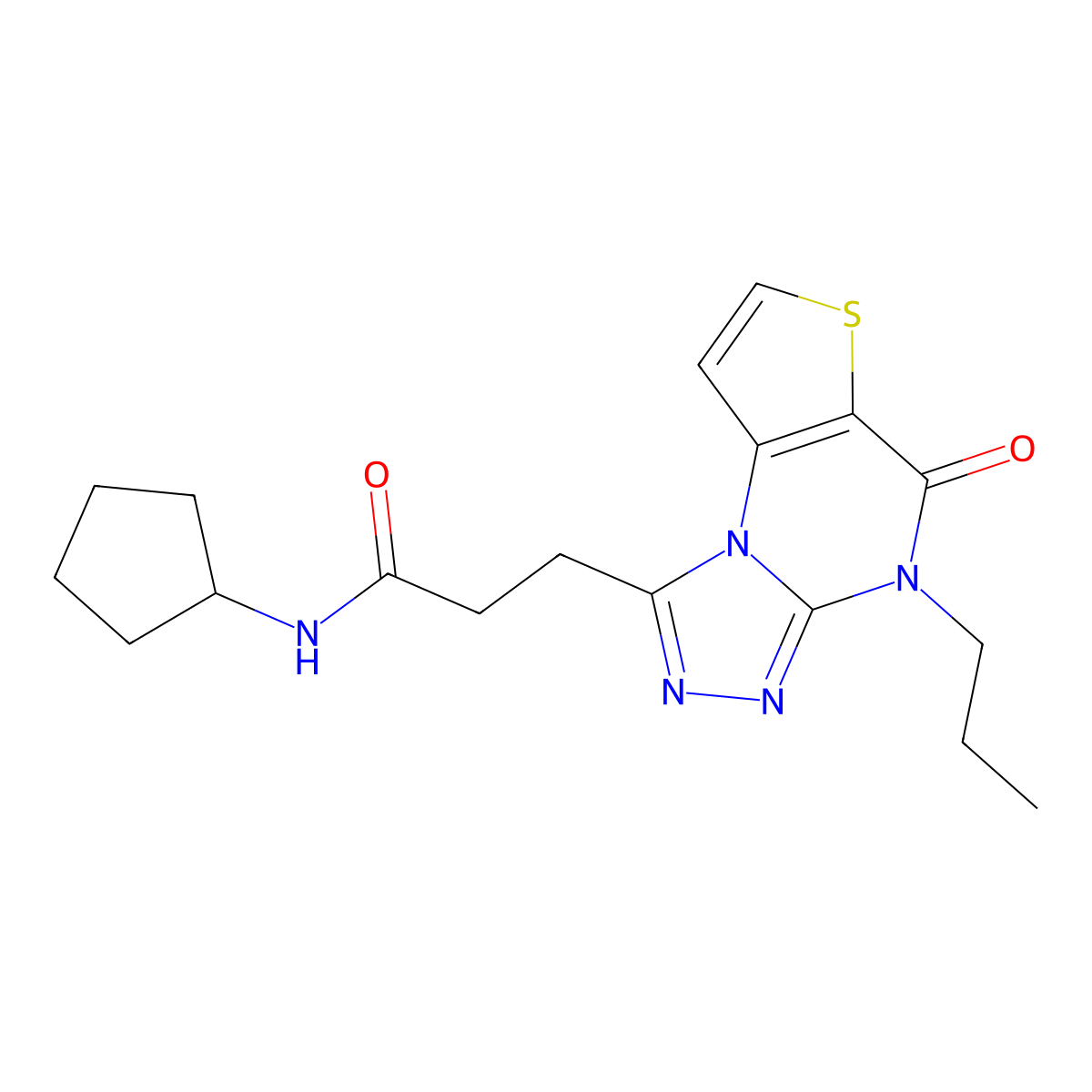 N-cyclopentyl-3-(5-oxo-4-propyl-4,5-dihydrothieno[2,3-e][1,2,4]triazolo[4,3-a]pyrimidin-1-yl)propanamide molecular structure, CAS 1189496-65-8