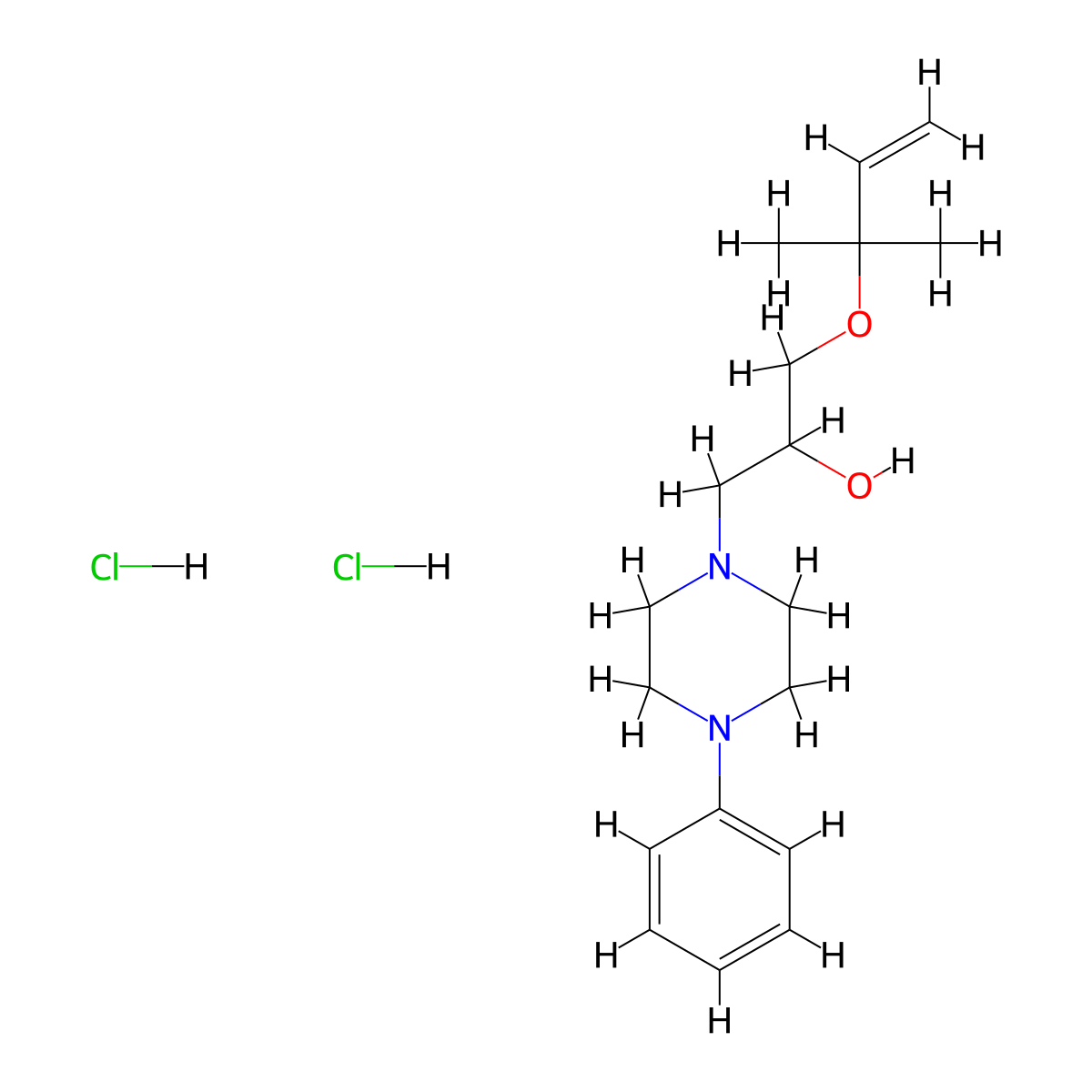 1-((2-Methylbut-3-en-2-yl)oxy)-3-(4-phenylpiperazin-1-yl)propan-2-ol dihydrochloride molecular structure, CAS 1189498-11-0