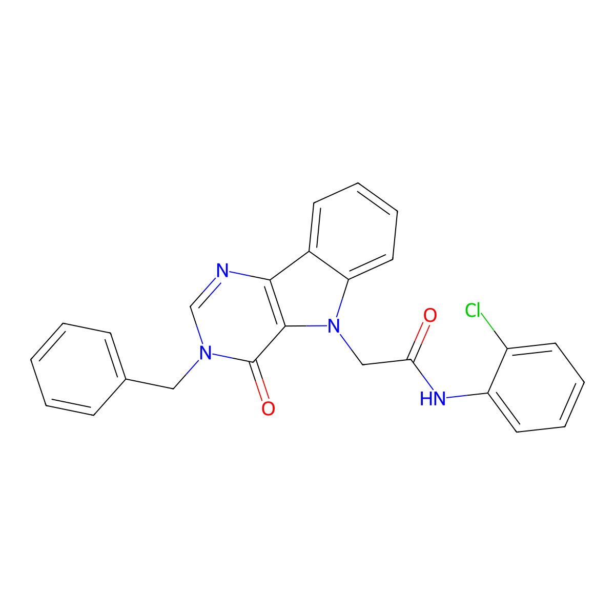 2-(3-benzyl-4-oxo-3H-pyrimido[5,4-b]indol-5(4H)-yl)-N-(2-chlorophenyl)acetamide molecular structure, CAS 1189498-67-6
