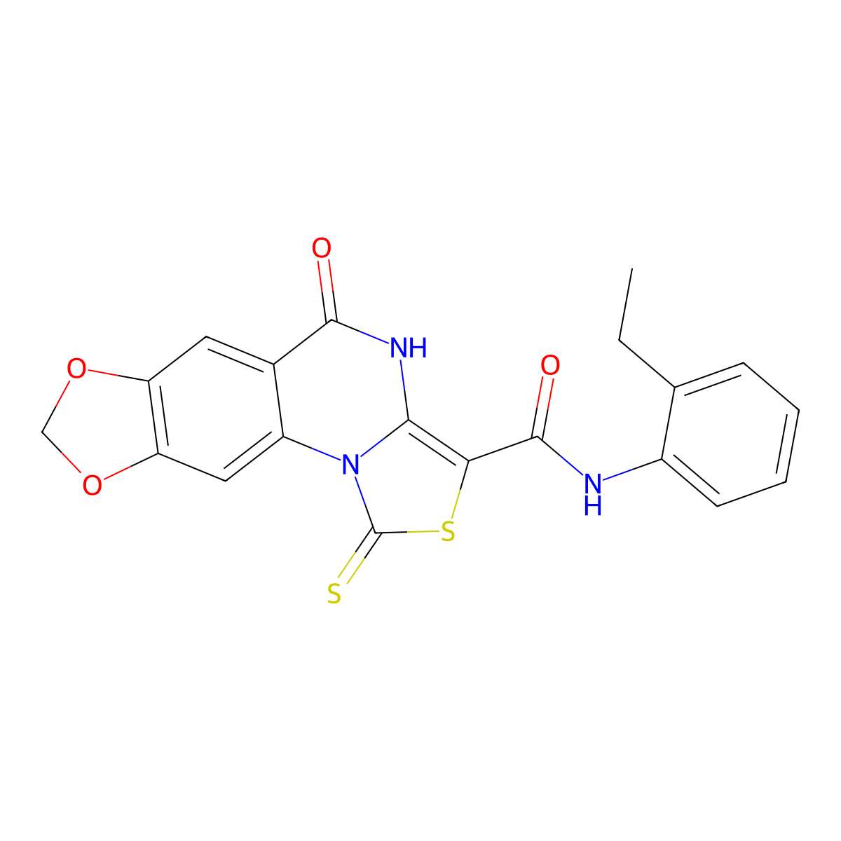 N-(2-ethylphenyl)-5-oxo-1-thioxo-4,5-dihydro-1H-[1,3]dioxolo[4,5-g]thiazolo[3,4-a]quinazoline-3-carboxamide molecular structure, CAS 1189498-82-5