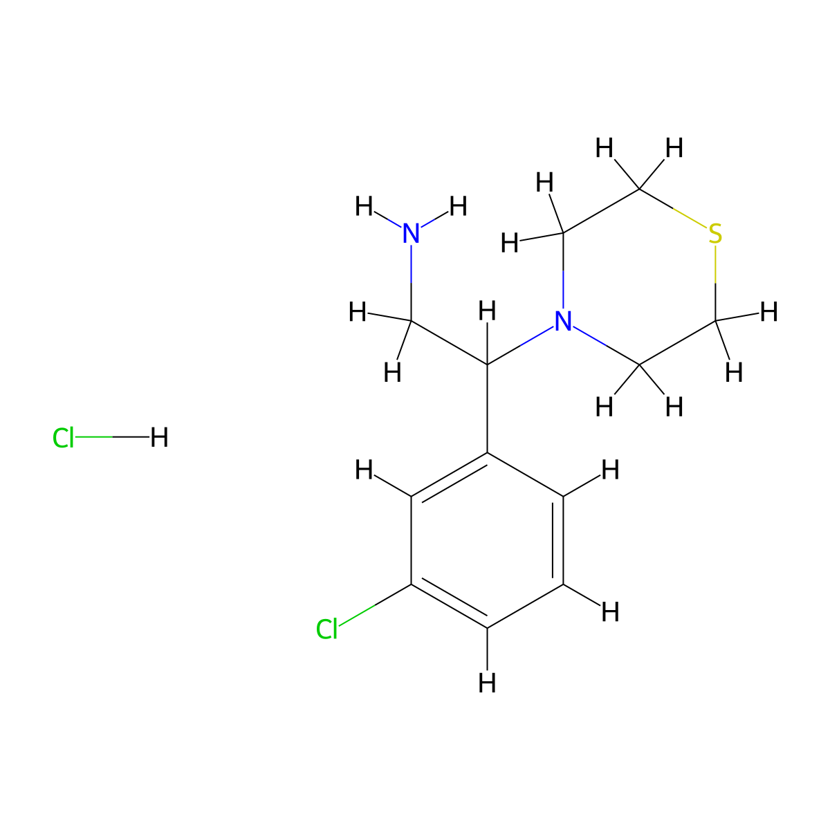 2-(3-Chlorophenyl)-2-thiomorpholinoethanamine hydrochloride molecular structure, CAS 1189499-17-9