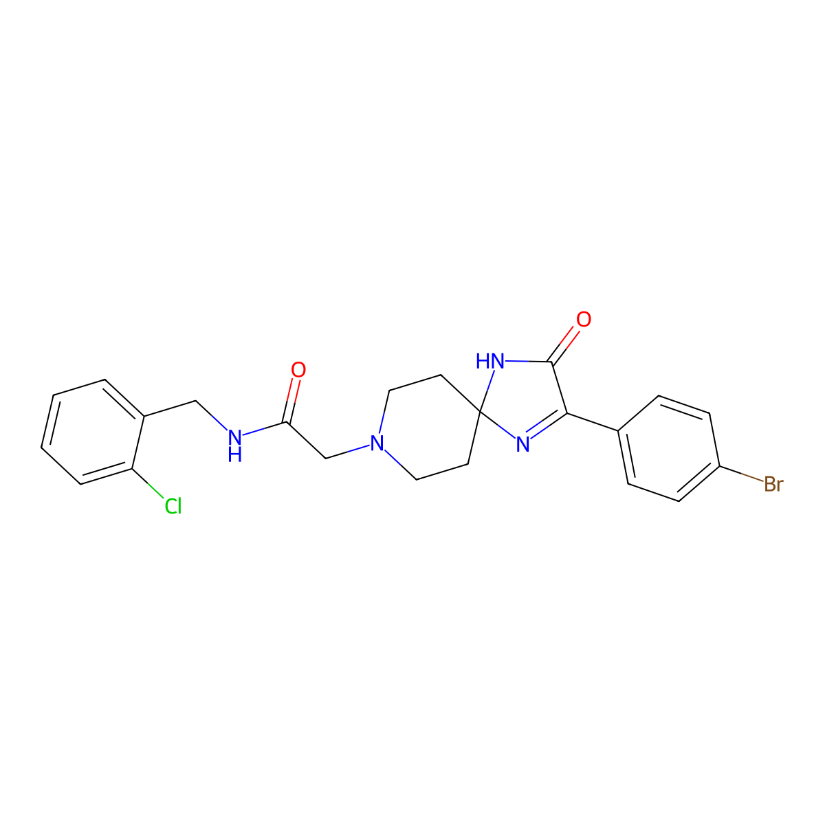 2-(2-(4-bromophenyl)-3-oxo-1,4,8-triazaspiro[4.5]dec-1-en-8-yl)-N-(2-chlorobenzyl)acetamide molecular structure, CAS 1189499-51-1