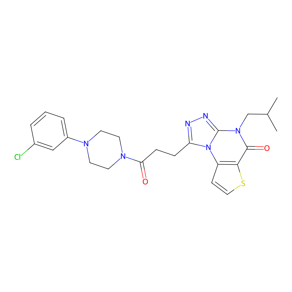 1-(3-(4-(3-chlorophenyl)piperazin-1-yl)-3-oxopropyl)-4-isobutylthieno[2,3-e][1,2,4]triazolo[4,3-a]pyrimidin-5(4H)-one molecular structure, CAS 1189500-23-9