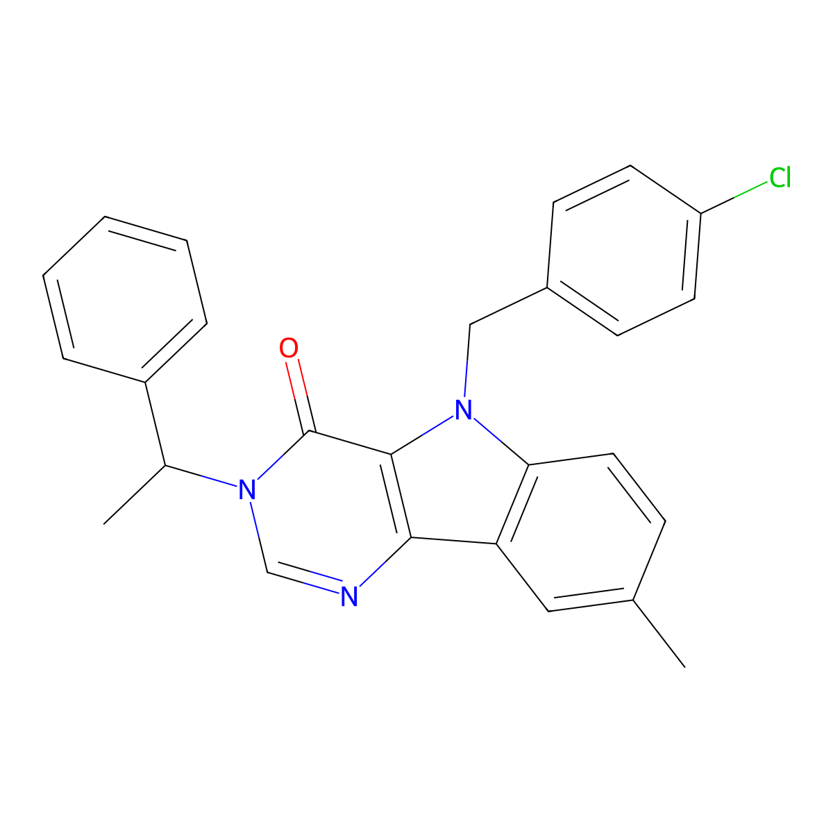 5-(4-chlorobenzyl)-8-methyl-3-(1-phenylethyl)-3H-pyrimido[5,4-b]indol-4(5H)-one molecular structure, CAS 1189501-97-0