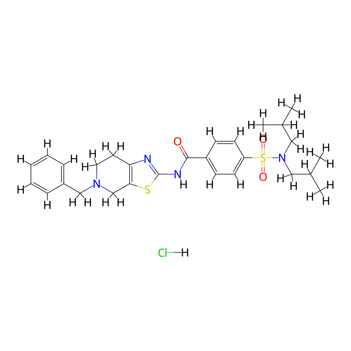 N-(5-benzyl-4,5,6,7-tetrahydrothiazolo[5,4-c]pyridin-2-yl)-4-(N,N-diisobutylsulfamoyl)benzamide hydrochloride molecular structure, CAS 1189502-45-1