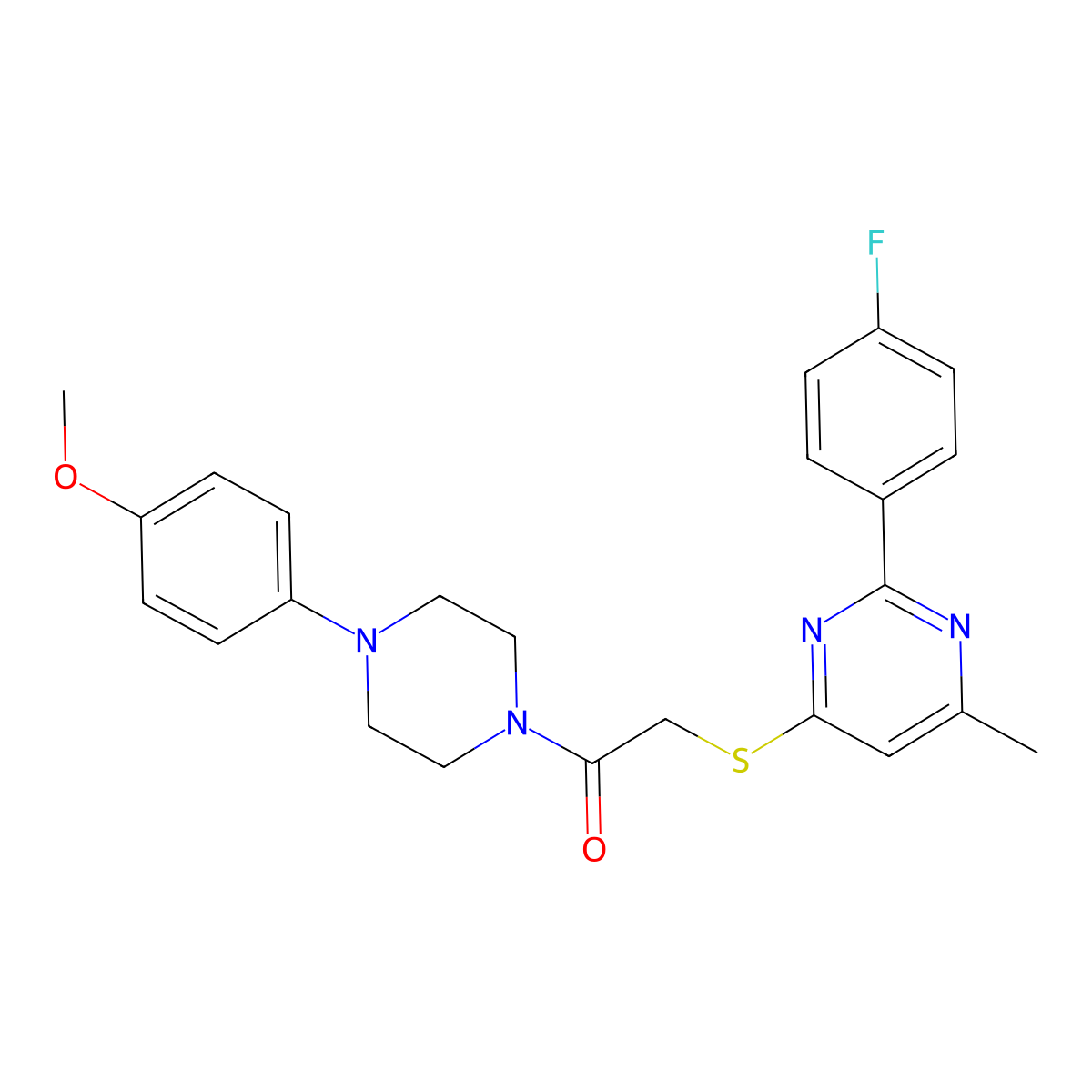 2-{[2-(4-Fluorophenyl)-6-methylpyrimidin-4-yl]sulfanyl}-1-[4-(4-methoxyphenyl)piperazin-1-yl]ethan-1-one molecular structure, CAS 1189503-63-6