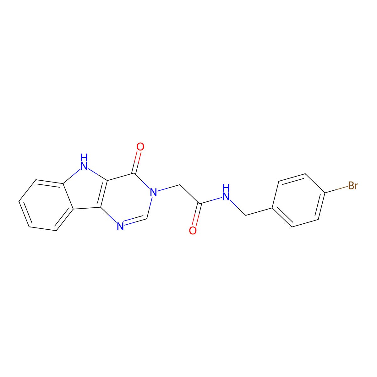 N-(4-bromobenzyl)-2-(4-oxo-4,5-dihydro-3H-pyrimido[5,4-b]indol-3-yl)acetamide molecular structure, CAS 1189503-69-2