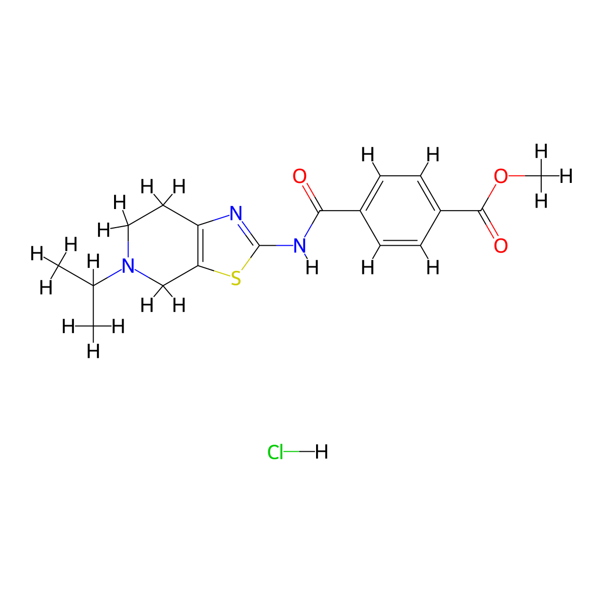 Methyl 4-((5-isopropyl-4,5,6,7-tetrahydrothiazolo[5,4-c]pyridin-2-yl)carbamoyl)benzoate hydrochloride molecular structure, CAS 1189503-85-2