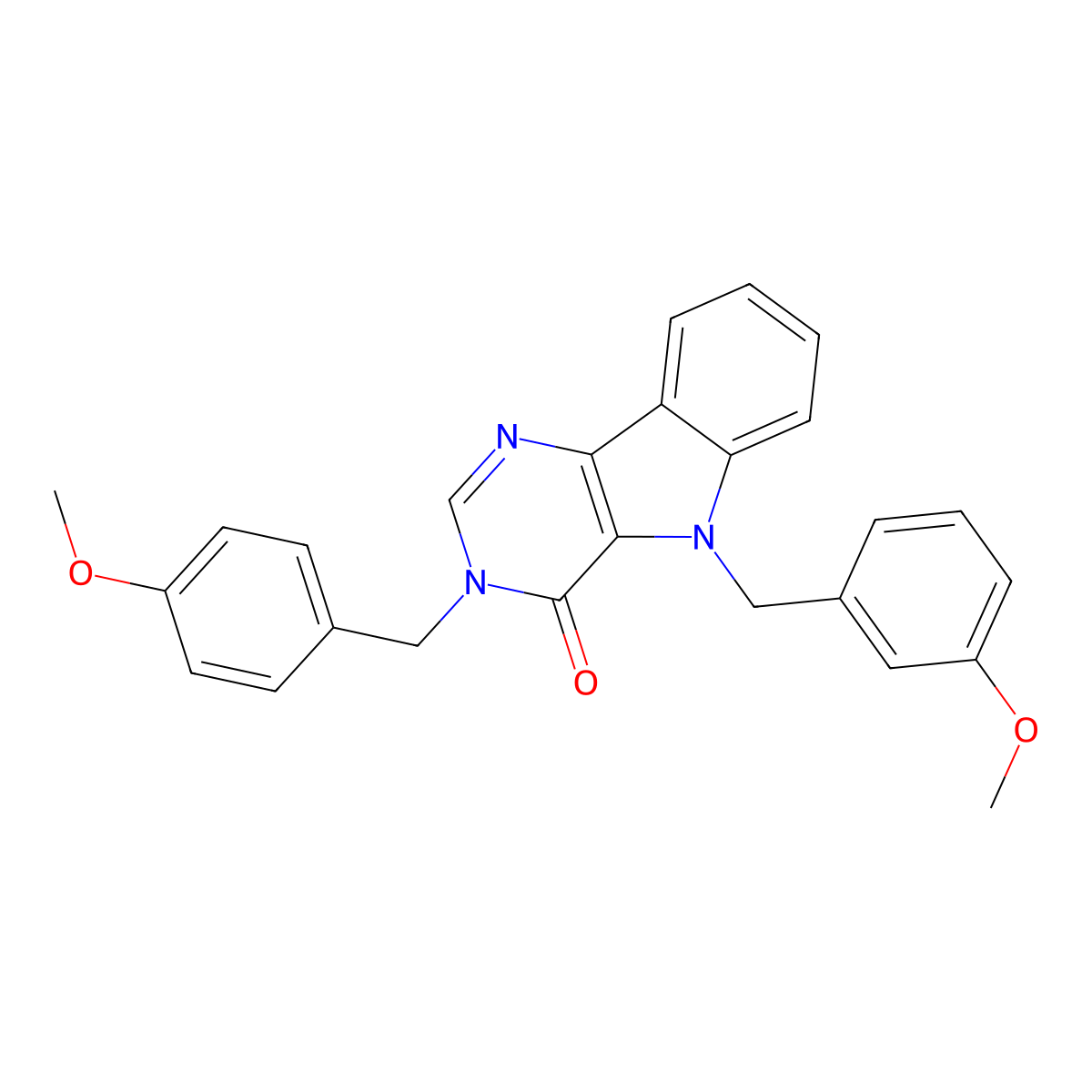 5-(3-methoxybenzyl)-3-(4-methoxybenzyl)-3H-pyrimido[5,4-b]indol-4(5H)-one molecular structure, CAS 1189504-18-4
