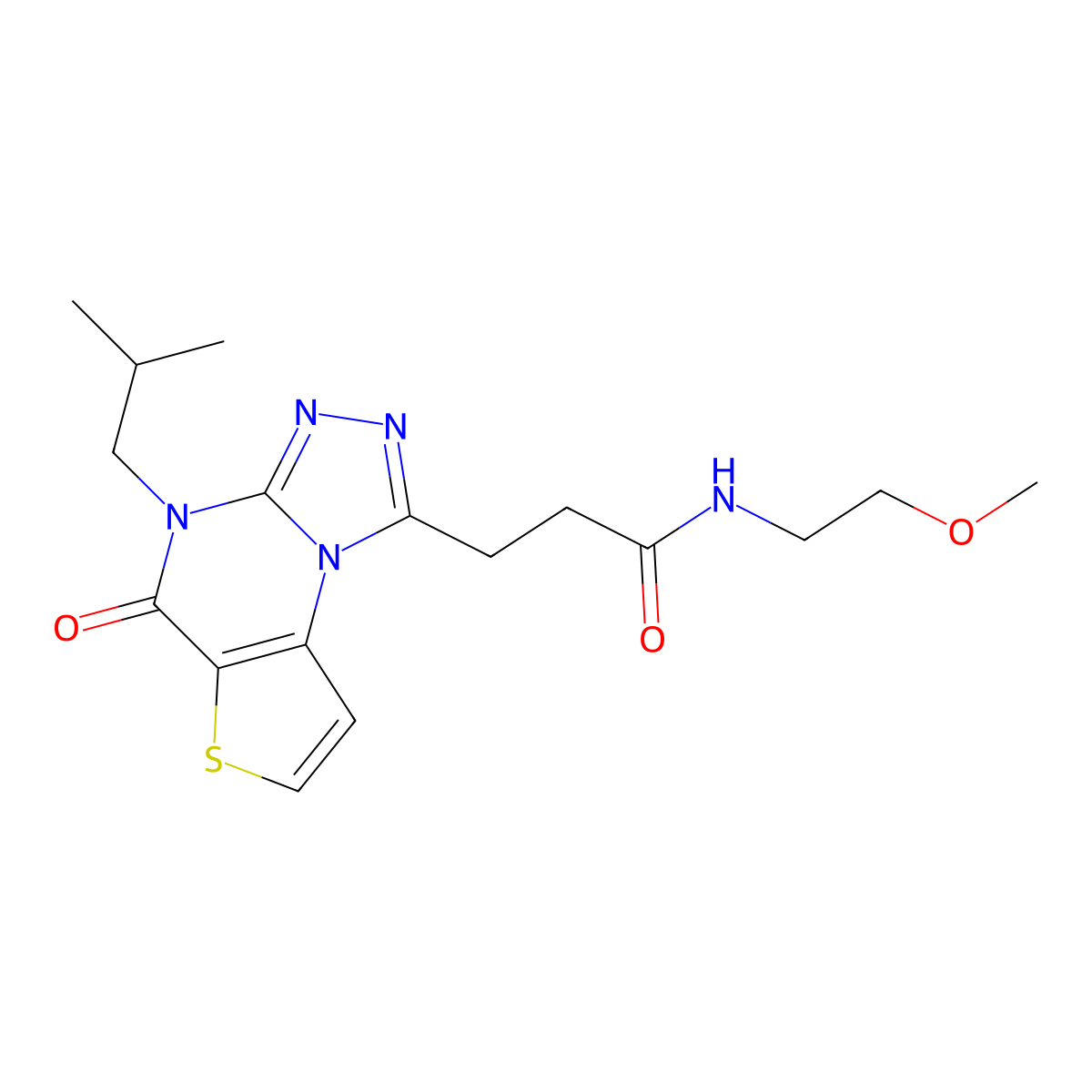3-(4-isobutyl-5-oxo-4,5-dihydrothieno[2,3-e][1,2,4]triazolo[4,3-a]pyrimidin-1-yl)-N-(2-methoxyethyl)propanamide molecular structure, CAS 1189505-70-1