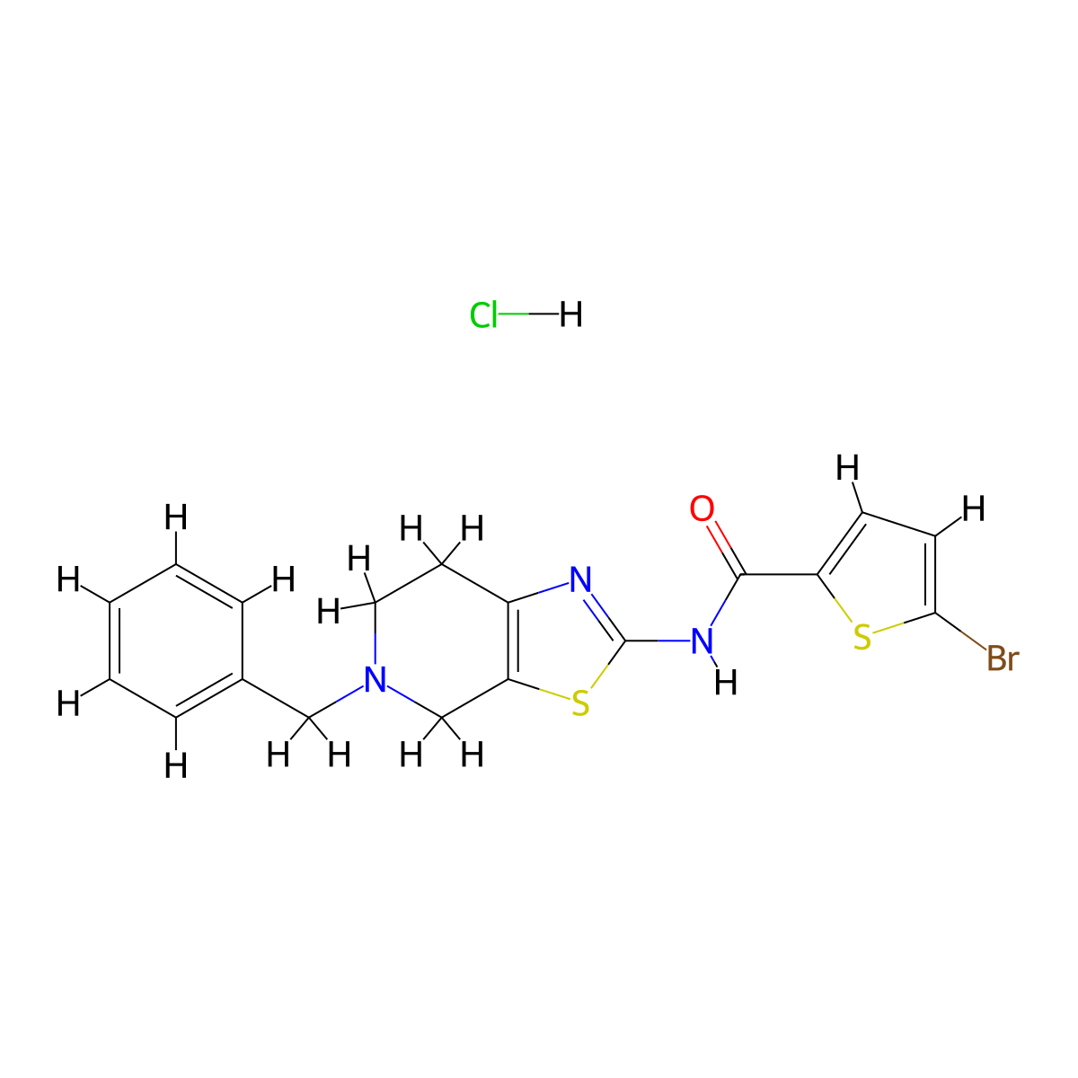 N-(5-benzyl-4,5,6,7-tetrahydrothiazolo[5,4-c]pyridin-2-yl)-5-bromothiophene-2-carboxamide hydrochloride molecular structure, CAS 1189505-82-5