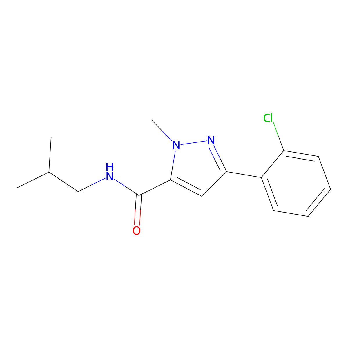 3-(2-chlorophenyl)-N-isobutyl-1-methyl-1H-pyrazole-5-carboxamide molecular structure, CAS 1189507-37-6