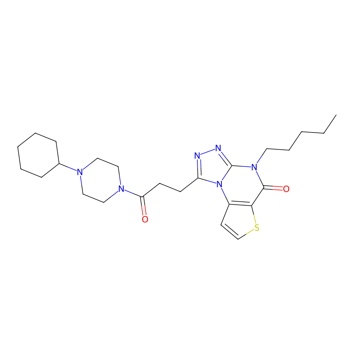 1-(3-(4-cyclohexylpiperazin-1-yl)-3-oxopropyl)-4-pentylthieno[2,3-e][1,2,4]triazolo[4,3-a]pyrimidin-5(4H)-one molecular structure, CAS 1189507-85-4