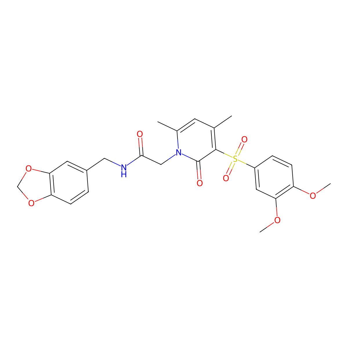 N-[(2H-1,3-benzodioxol-5-yl)methyl]-2-[3-(3,4-dimethoxybenzenesulfonyl)-4,6-dimethyl-2-oxo-1,2-dihydropyridin-1-yl]acetamide molecular structure, CAS 1189508-24-4