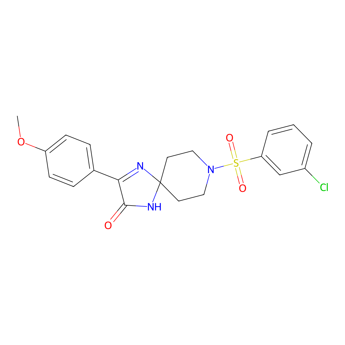 8-(3-Chlorobenzenesulfonyl)-3-(4-methoxyphenyl)-1,4,8-triazaspiro[4.5]dec-3-en-2-one molecular structure, CAS 1189508-30-2