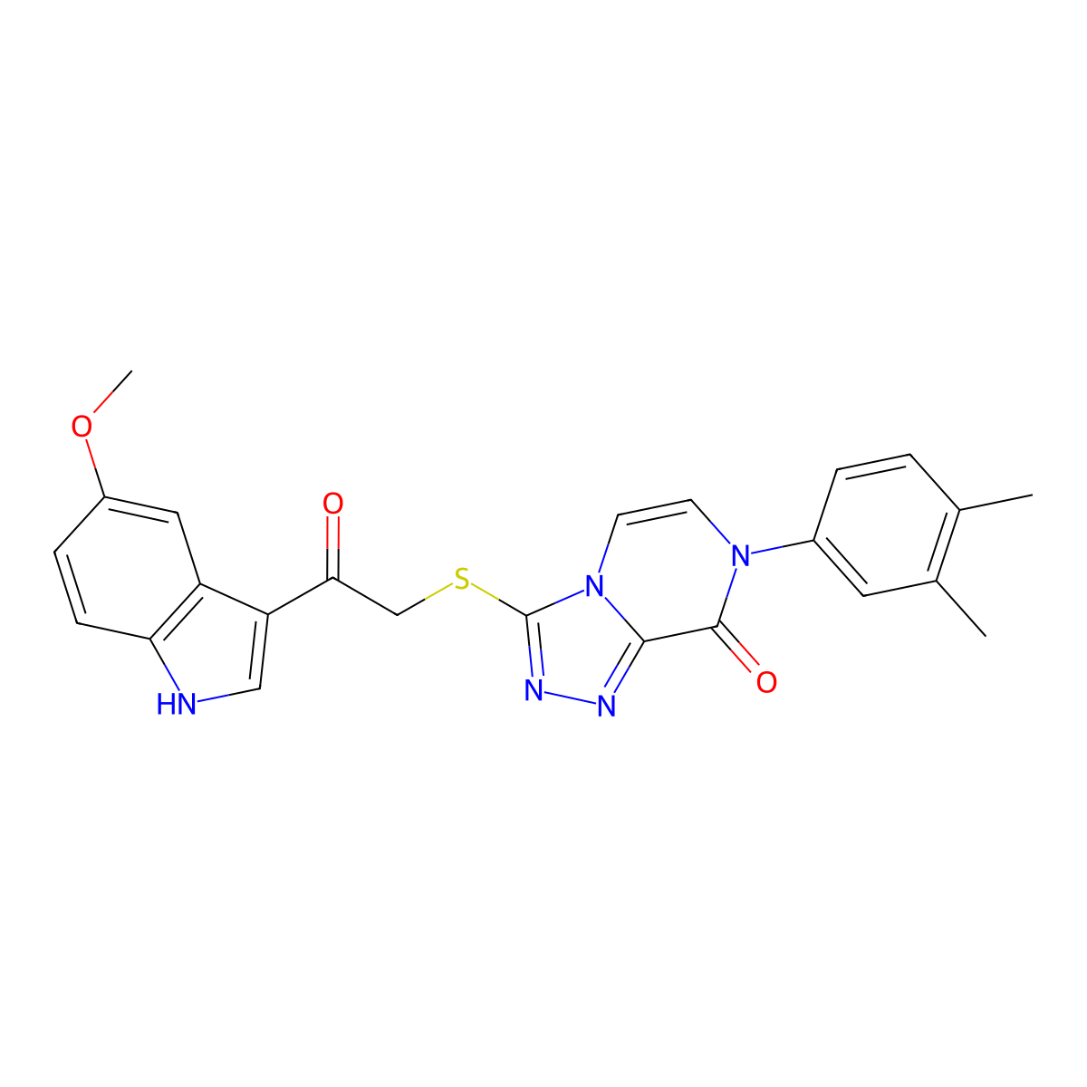 7-(3,4-dimethylphenyl)-3-((2-(5-methoxy-1H-indol-3-yl)-2-oxoethyl)thio)-[1,2,4]triazolo[4,3-a]pyrazin-8(7H)-one molecular structure, CAS 1189508-35-7
