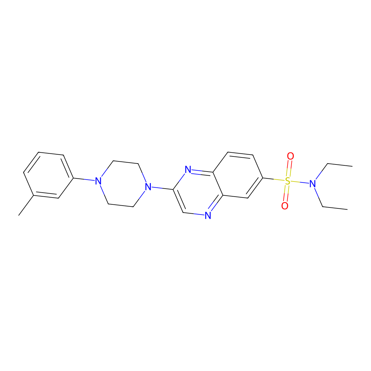 N,N-diethyl-2-[4-(3-methylphenyl)piperazin-1-yl]quinoxaline-6-sulfonamide molecular structure, CAS 1189510-75-5