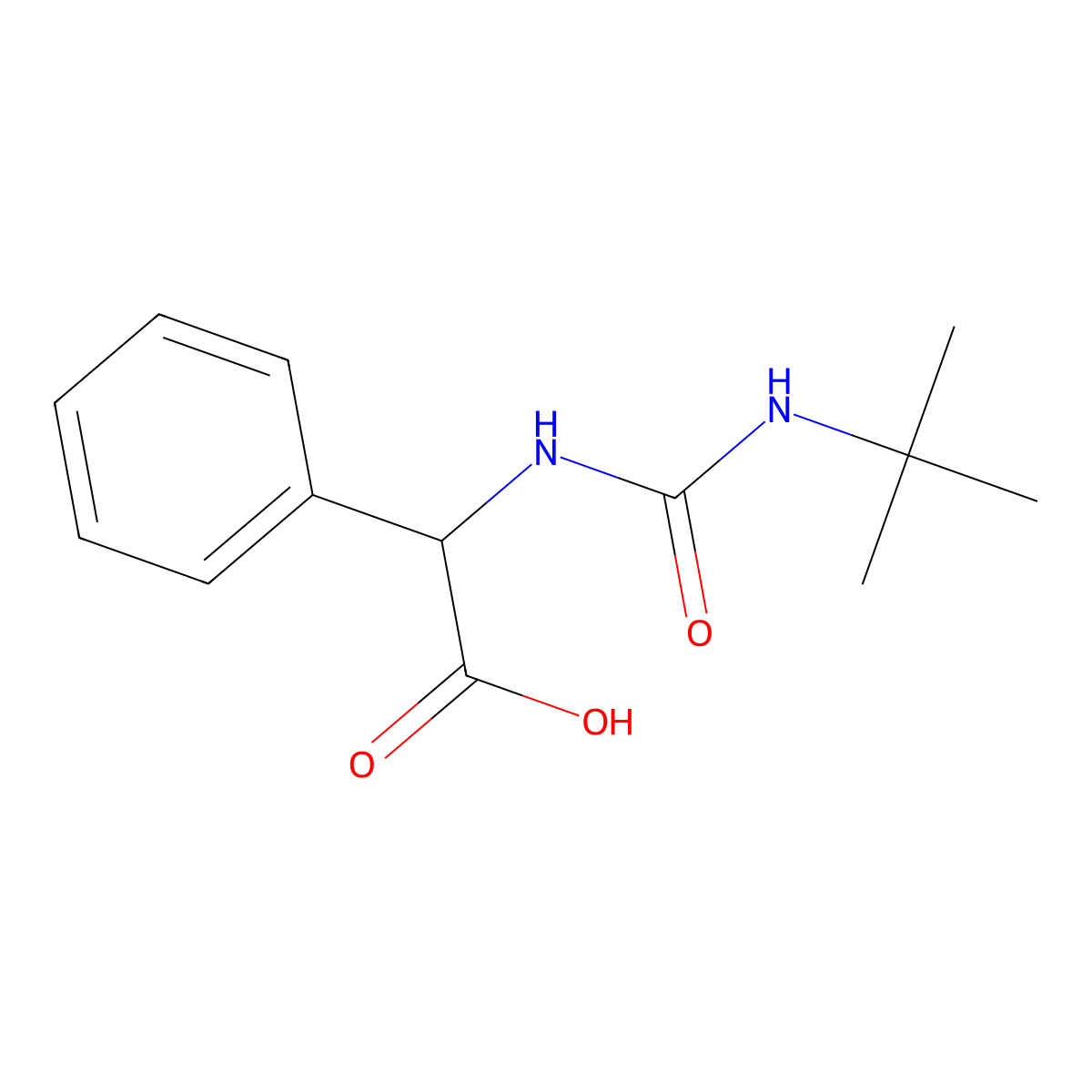 [(Tert-butylcarbamoyl)amino](phenyl)acetic acid molecular structure, CAS 1189533-32-1
