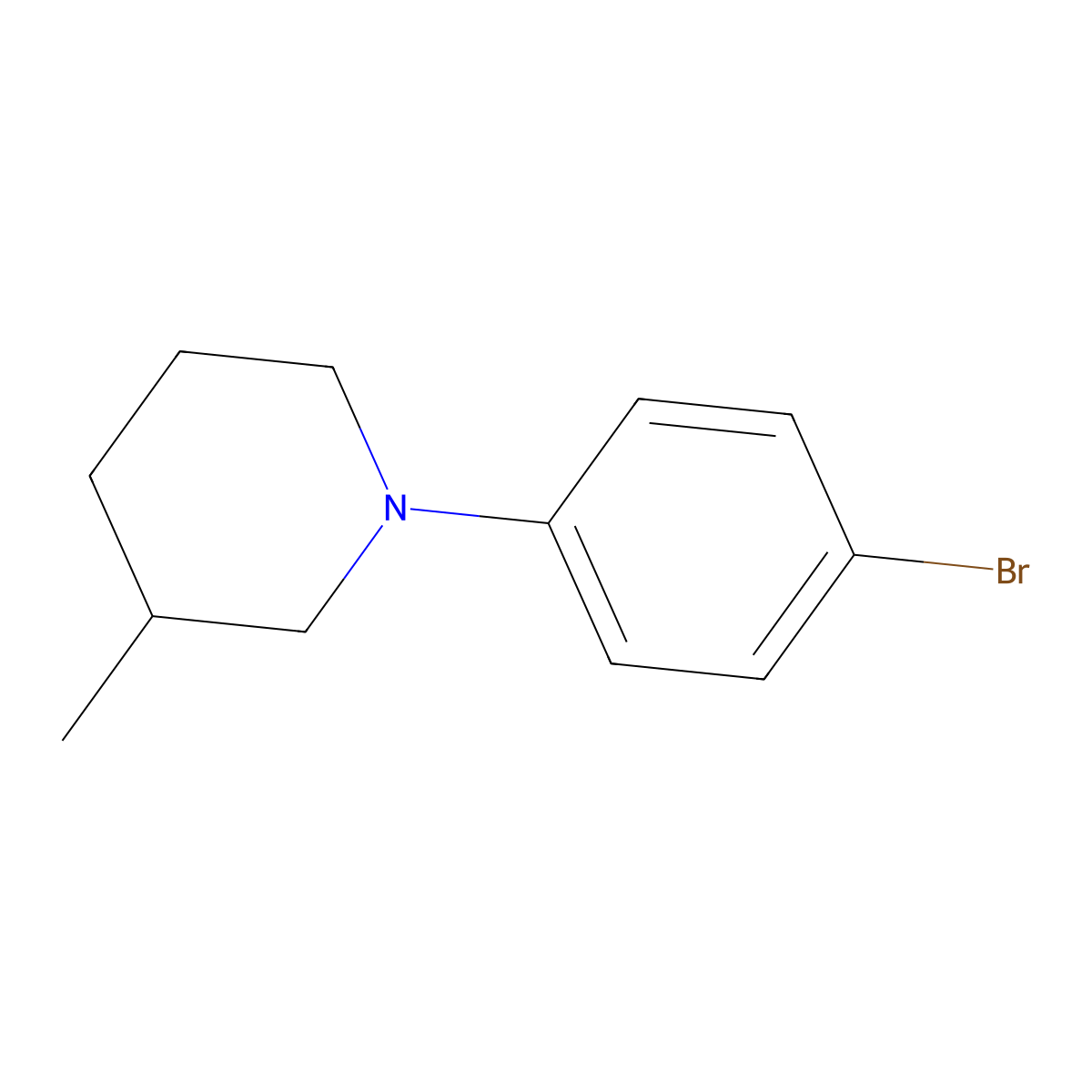 1-(4-Bromo-phenyl)-3-methyl-piperidine molecular structure, CAS 1189545-80-9