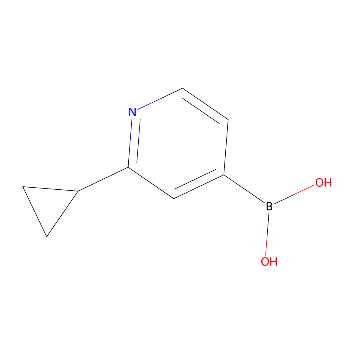(2-Cyclopropylpyridin-4-yl)boronic acid molecular structure, CAS 1189546-00-6