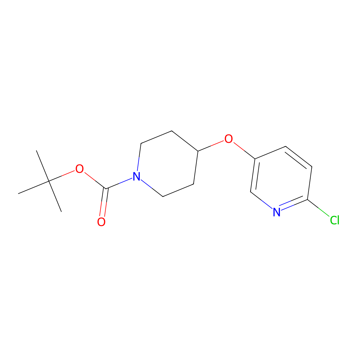 Tert-butyl 4-((6-chloropyridin-3-yl)oxy)piperidine-1-carboxylate molecular structure, CAS 1189550-72-8