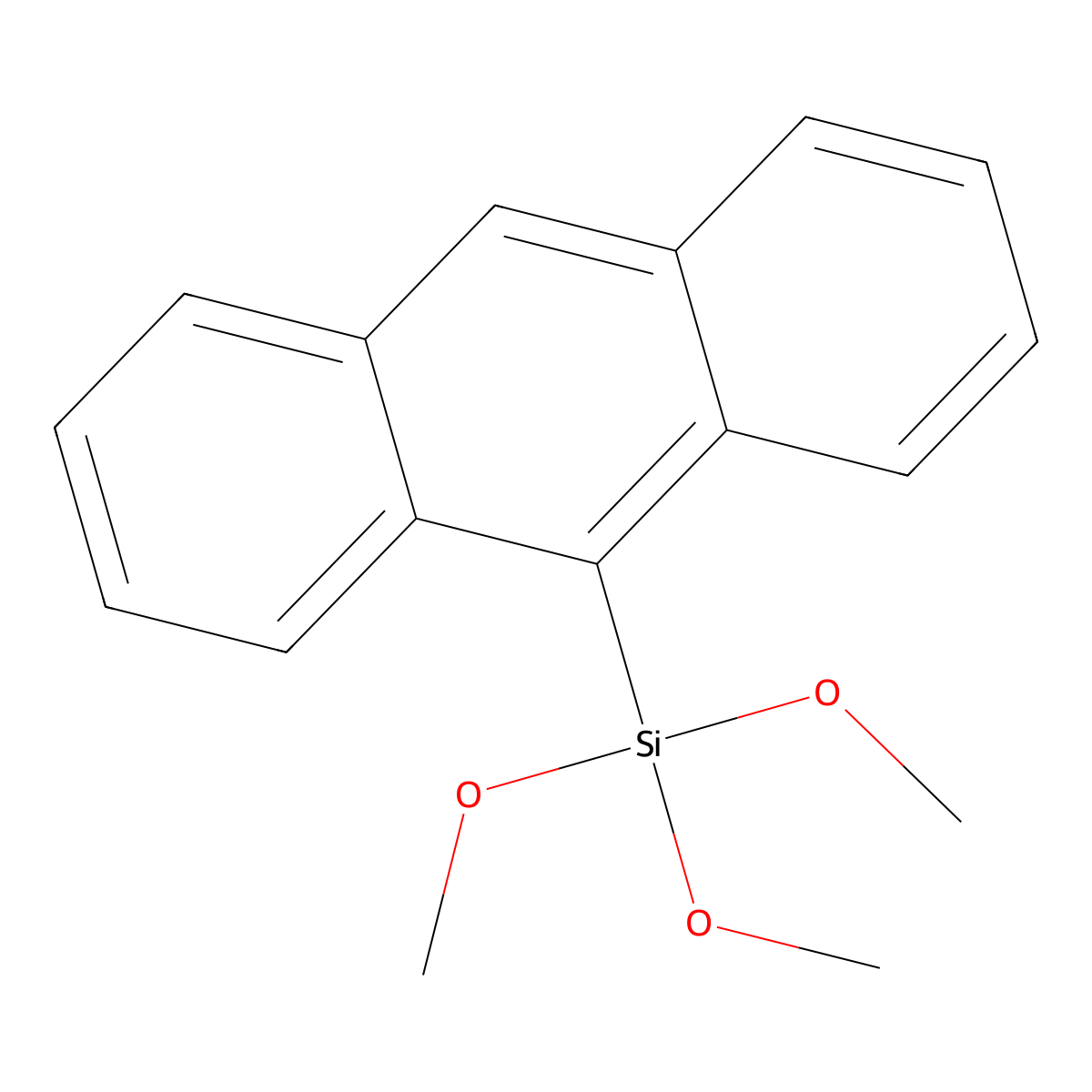 Anthracen-9-yltrimethoxysilane molecular structure, CAS 1189556-60-2