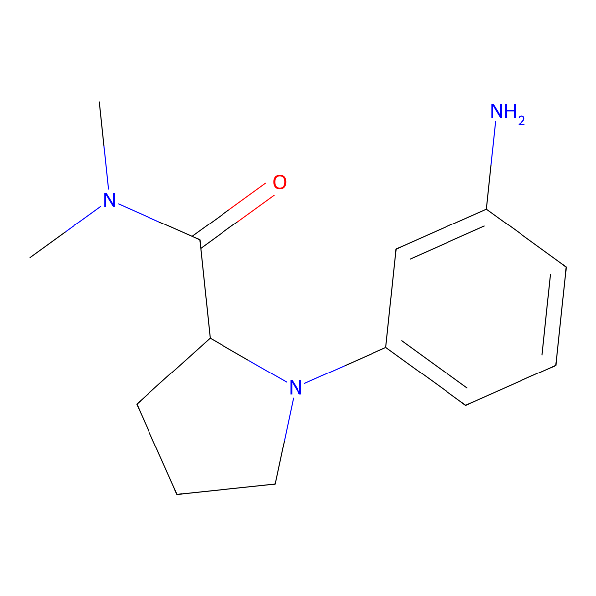 1-(3-aminophenyl)-N,N-dimethylpyrrolidine-2-carboxamide molecular structure, CAS 1189557-35-4
