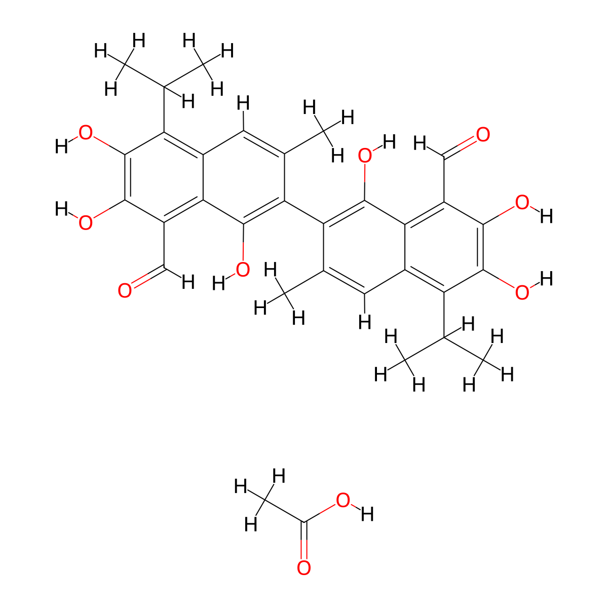 Gossypol Acetic Acid molecular structure, CAS 1189561-66-7