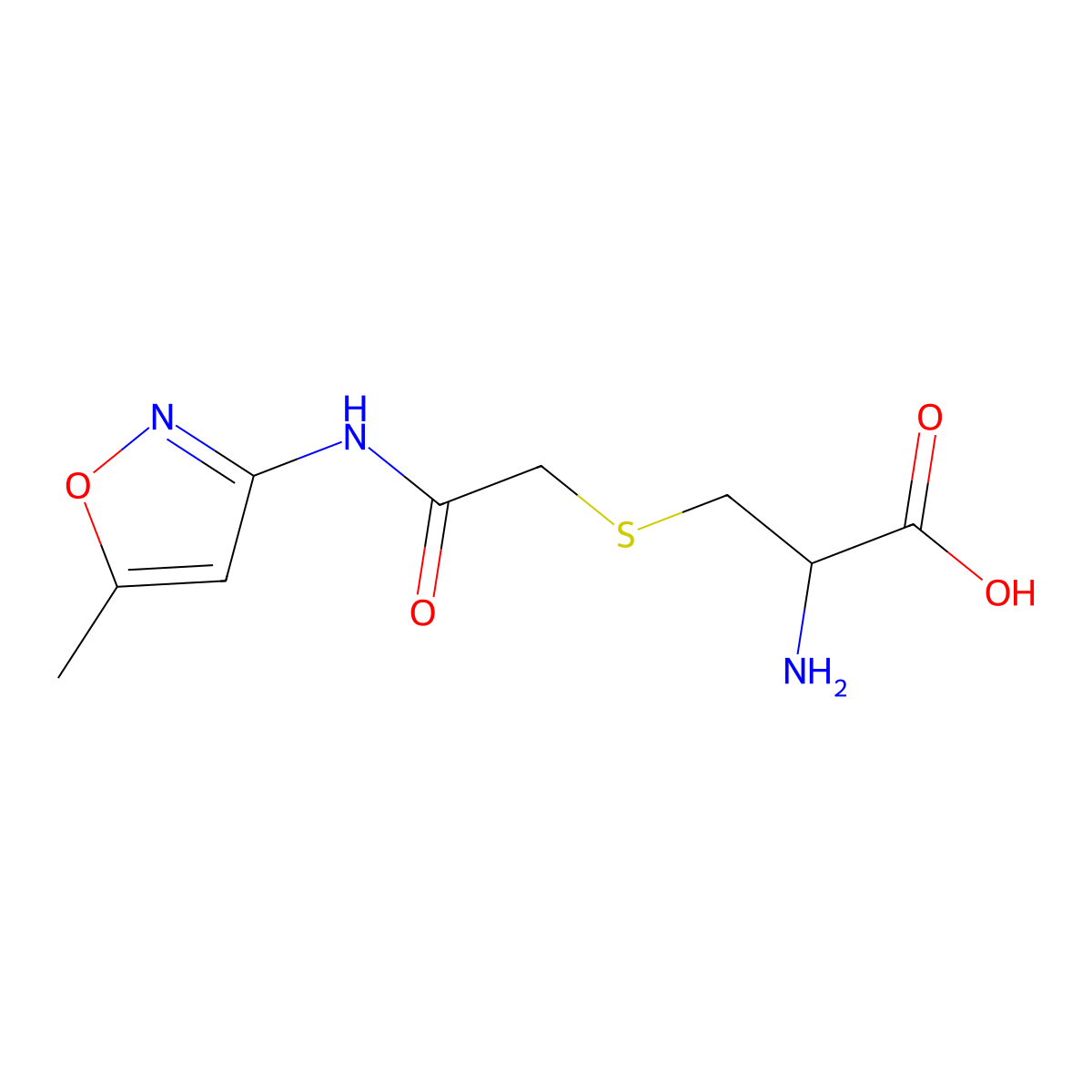 2-Amino-3-({[(5-methyl-1,2-oxazol-3-yl)carbamoyl]methyl}sulfanyl)propanoic acid molecular structure, CAS 1189562-95-5
