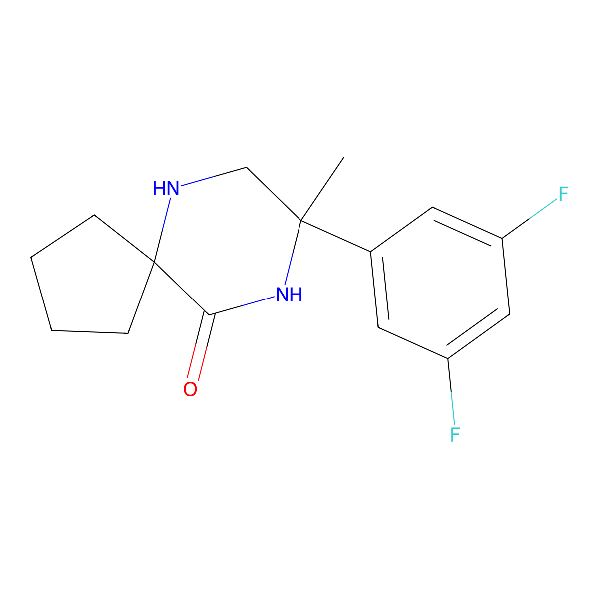 8-(3,5-Difluorophenyl)-8-methyl-6,9-diazaspiro[4.5]decan-10-one molecular structure, CAS 1189569-76-3