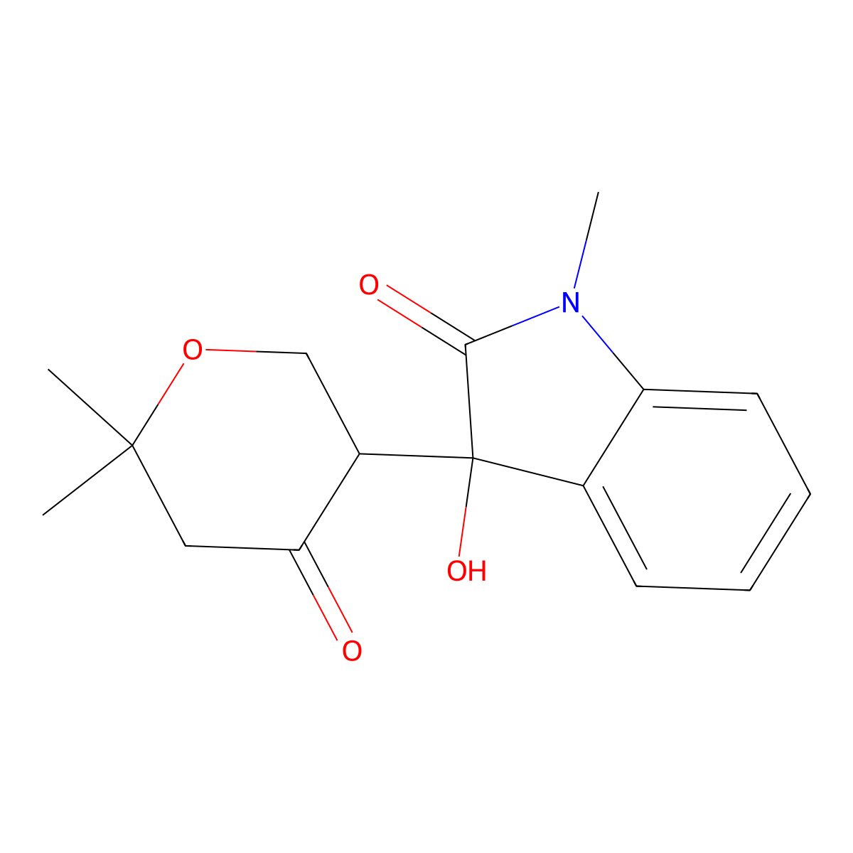 3-(6,6-Dimethyl-4-oxooxan-3-yl)-3-hydroxy-1-methylindol-2-one molecular structure, CAS 118959-31-2