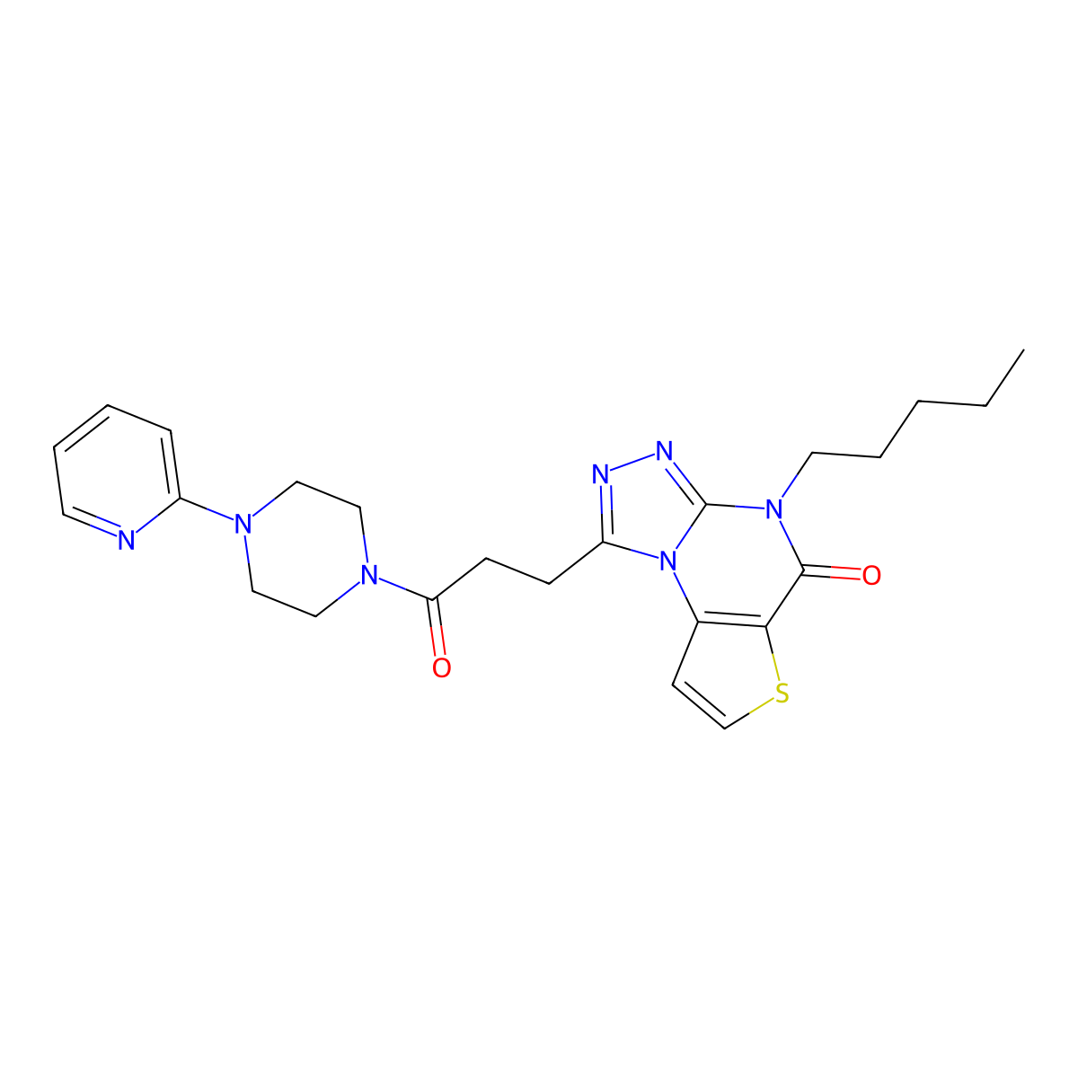 1-[3-oxo-3-(4-pyridin-2-ylpiperazin-1-yl)propyl]-4-pentylthieno[2,3-e][1,2,4]triazolo[4,3-a]pyrimidin-5(4H)-one molecular structure, CAS 1189643-68-2