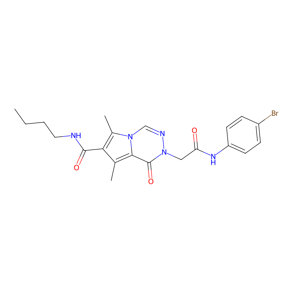2-{[(4-bromophenyl)carbamoyl]methyl}-N-butyl-6,8-dimethyl-1-oxo-1H,2H-pyrrolo[1,2-d][1,2,4]triazine-7-carboxamide molecular structure, CAS 1189644-36-7