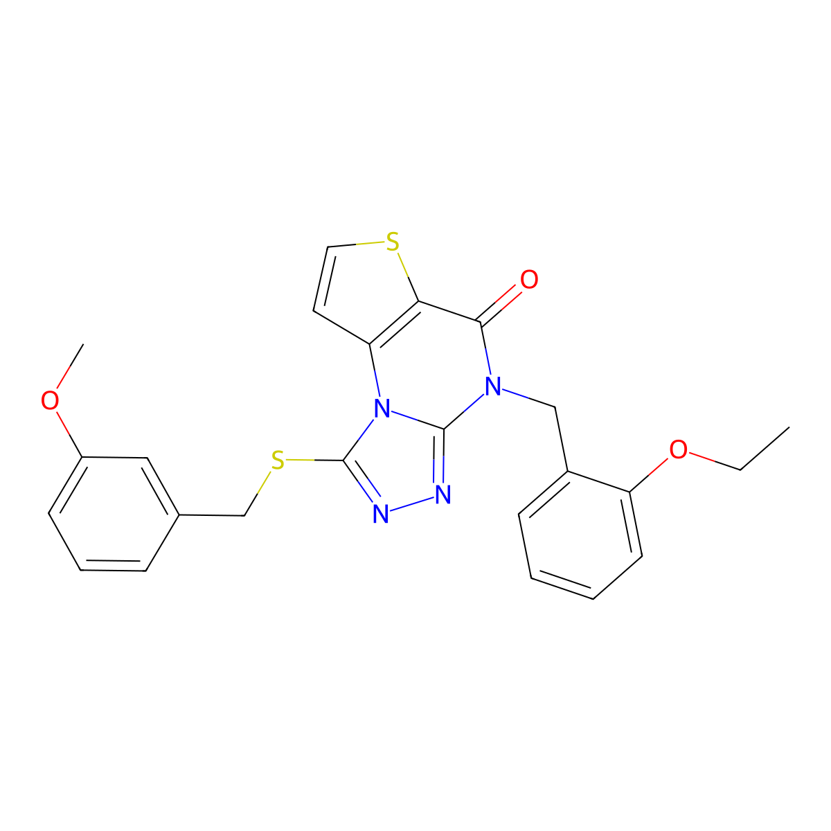4-(2-ethoxybenzyl)-1-((3-methoxybenzyl)thio)thieno[2,3-e][1,2,4]triazolo[4,3-a]pyrimidin-5(4H)-one molecular structure, CAS 1189645-58-6