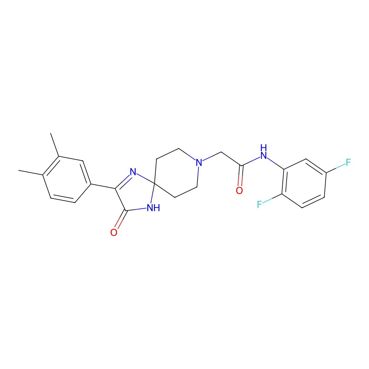 N-(2,5-difluorophenyl)-2-(2-(3,4-dimethylphenyl)-3-oxo-1,4,8-triazaspiro[4.5]dec-1-en-8-yl)acetamide molecular structure, CAS 1189646-09-0